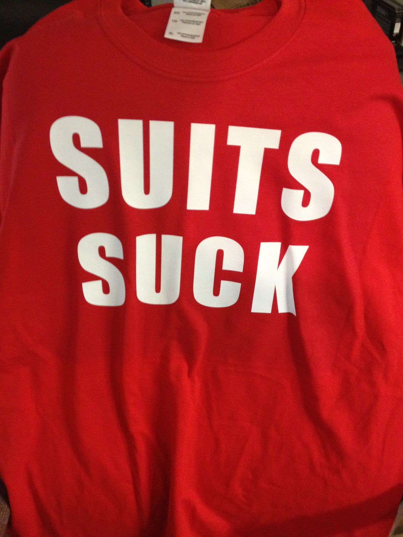 Suits Suck Tshirt: Red With White Print - TshirtNow.net - 3