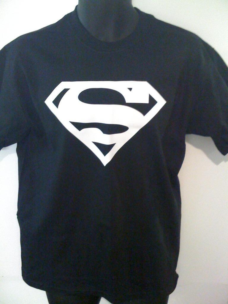 Superman White Classic Plain Logo Black Tshirt - TshirtNow.net - 3