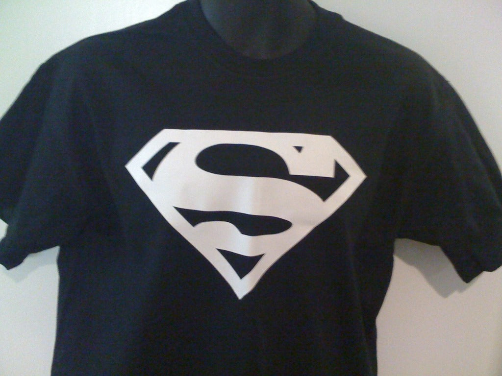 Superman White Classic Plain Logo Black Tshirt - TshirtNow.net - 2