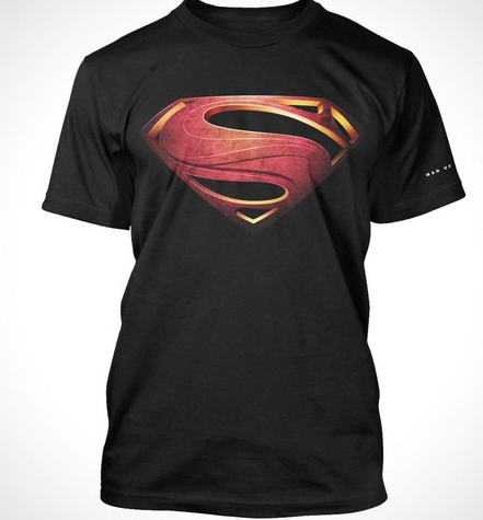 Superman "Man Of Steel" Steel logo on Black tshirt - TshirtNow.net - 1