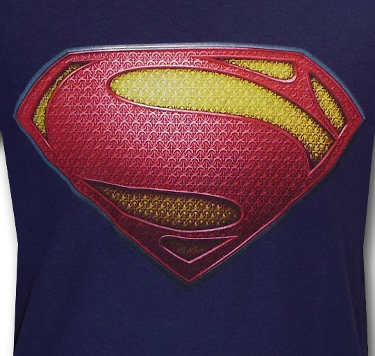 Superman "Man Of Steel" Uniform Logo Variant on Navy Tshirt - TshirtNow.net - 3