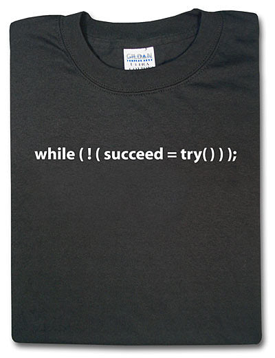 Try and Try Again (Computer Code) Black Tshirt With White Print - TshirtNow.net - 1