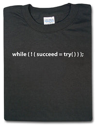 Thumbnail for Try and Try Again (Computer Code) Black Tshirt With White Print - TshirtNow.net - 1