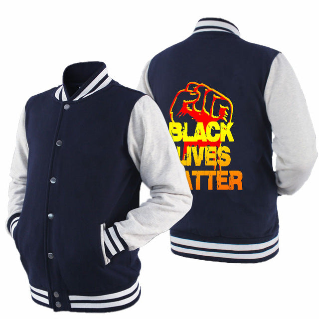 Black Lives Matter - Men's Thick Cotton Fleece Zipper Fitted Baseball Jacket