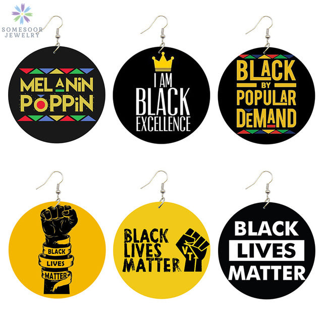 Black Lives Matter - Natural Copper Wooddrop Women Earrings