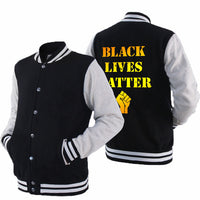 Thumbnail for Black Lives Matter - Men's Thick Cotton Fleece Zipper Fitted Baseball Jacket