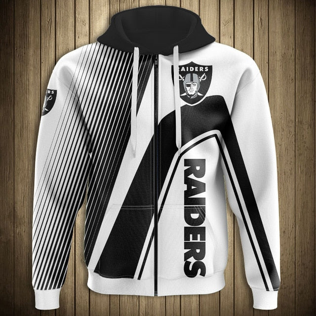 NFL 3D Striped Team Logo Zippered Hoodie