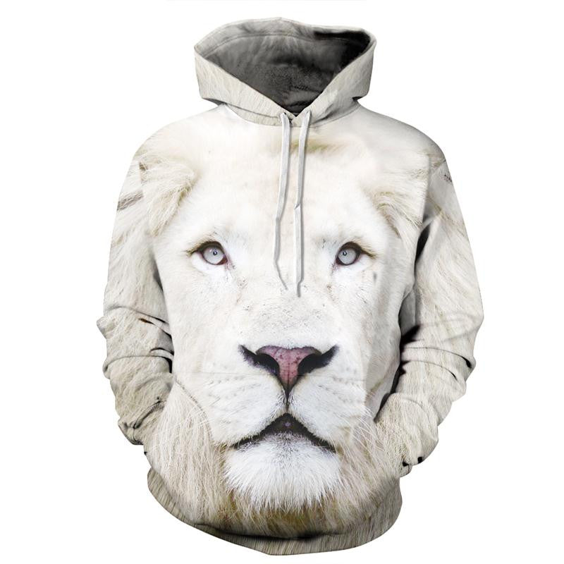 White Lion Allover 3D Print Hoodie