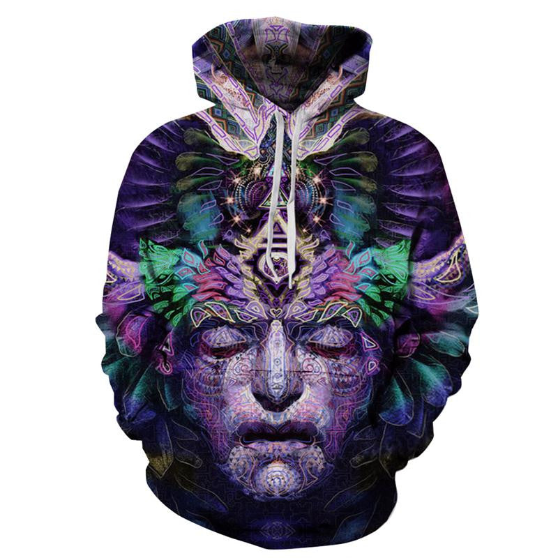 Mandala Contemplation Face Allover 3D Print Hoodie