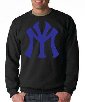 Young Money YM Logo Crewneck Sweatshirt: Black with Blue Print - TshirtNow.net