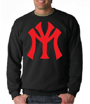 Young Money YM Logo Crewneck Sweatshirt: Black with Red Print - TshirtNow.net