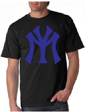 Young Money YM Logo Tshirt: Black with Blue Print - TshirtNow.net