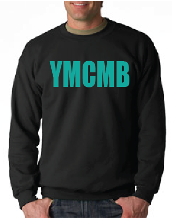 Ymcmb Crewneck Sweatshirt: Black With Teal Print - TshirtNow.net