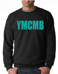 Thumbnail for Ymcmb Crewneck Sweatshirt: Black With Teal Print - TshirtNow.net