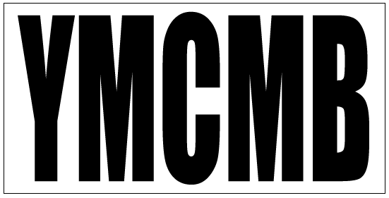 YMCMB Decal: 3.75" x 7.5" Black Print on White Background Vinyl - TshirtNow.net - 2