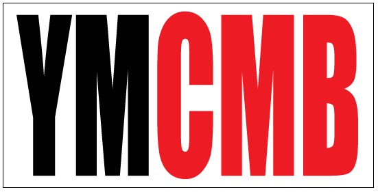 YMCMB Decal: 3.75" x 7.5" Black & Red Print on White Background Vinyl - TshirtNow.net