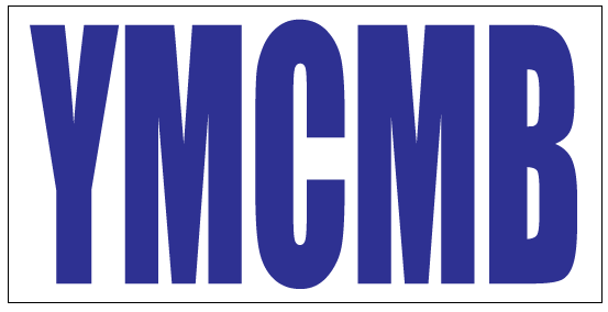 YMCMB Decal: 3.75" x 7.5" Blue Print on White Background Vinyl - TshirtNow.net