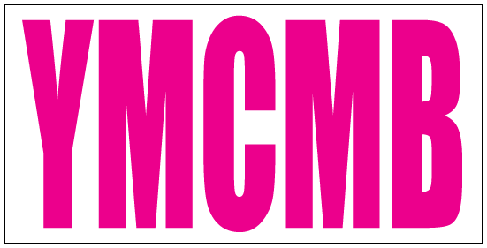 YMCMB Decal: 3.75" x 7.5" Pink Print on White Background Vinyl - TshirtNow.net
