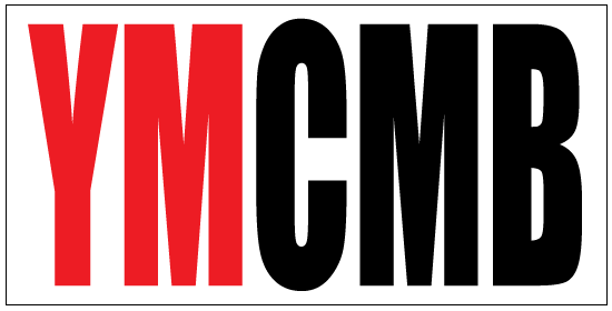 YMCMB Decal: 3.75" x 7.5" Red & Black Print on White Background Vinyl - TshirtNow.net - 1