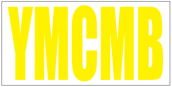 YMCMB Decal: 3.75" x 7.5" Yellow Print on White Background Vinyl - TshirtNow.net