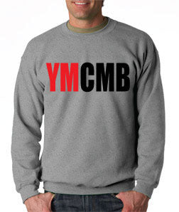 Ymcmb Crewneck Sweatshirt: Grey With Oversize Red and Black Print - TshirtNow.net - 1