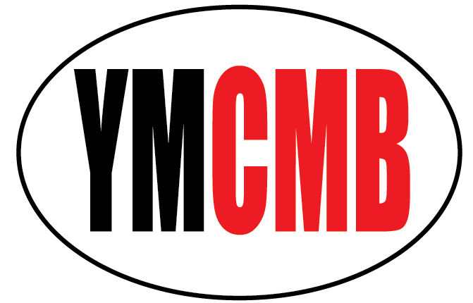 YMCMB Oval Decal: 5.5" X 3.4" Black & Red YMCMB Print on White Oval Background Vinyl - TshirtNow.net