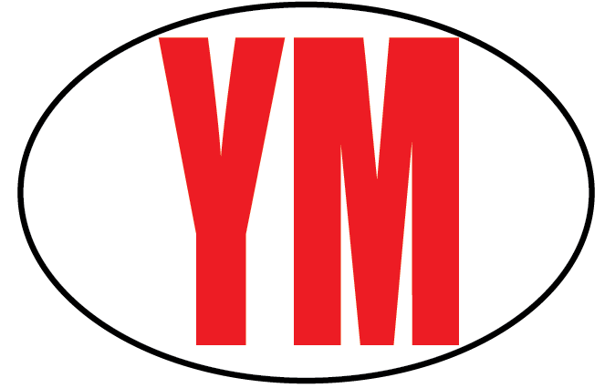 YMCMB Oval Decal: 5.5" X 3.4" Red YM Print on White Oval Background Vinyl - TshirtNow.net
