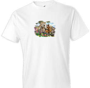 Hollyhock Horse Tshirt with Small Print - TshirtNow.net - 1