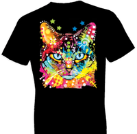 Thumbnail for Neon Blue Eyes Cat Tshirt with Large Print - TshirtNow.net - 1