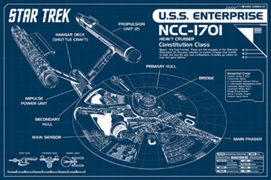Star Trek Enterprise Blue Print Poster - TshirtNow.net