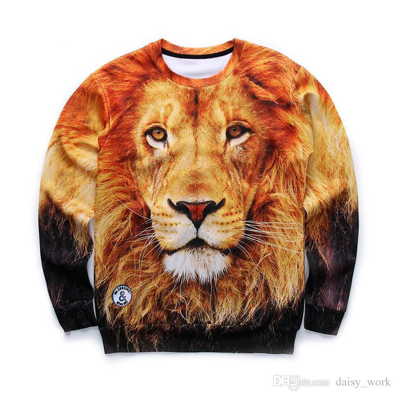 3D Allover Print Lion Face Crewneck Sweatshirt - TshirtNow.net - 2