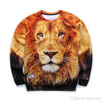 Thumbnail for 3D Allover Print Lion Face Crewneck Sweatshirt - TshirtNow.net - 2