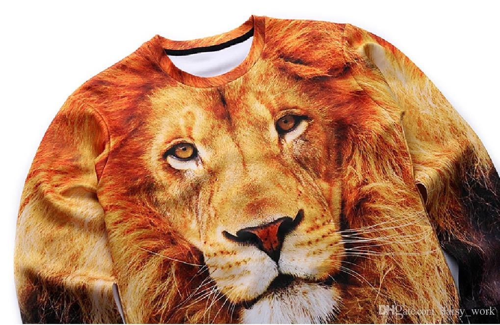 3D Allover Print Lion Face Crewneck Sweatshirt - TshirtNow.net - 4