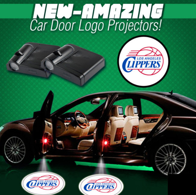 2 NBA LOS ANGELES CLIPPERS WIRELESS LED CAR DOOR PROJECTORS