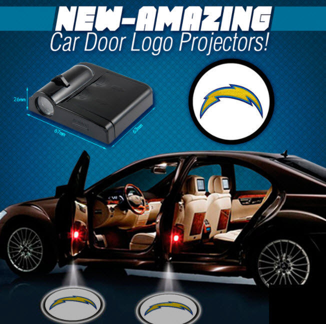 2 NFL LOS ANGELES CHARGERS WIRELESS LED CAR DOOR PROJECTORS