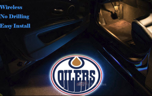 2 NHL EDMONTON OILERS WIRELESS LED CAR DOOR PROJECTORS