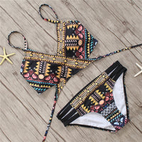 Thumbnail for Sexy Padded Bandage Strappy Aztec String Bikini and Beachwear Swimsuit