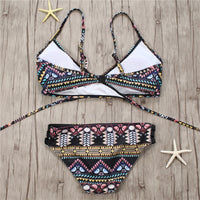 Thumbnail for Sexy Padded Bandage Strappy Aztec String Bikini and Beachwear Swimsuit