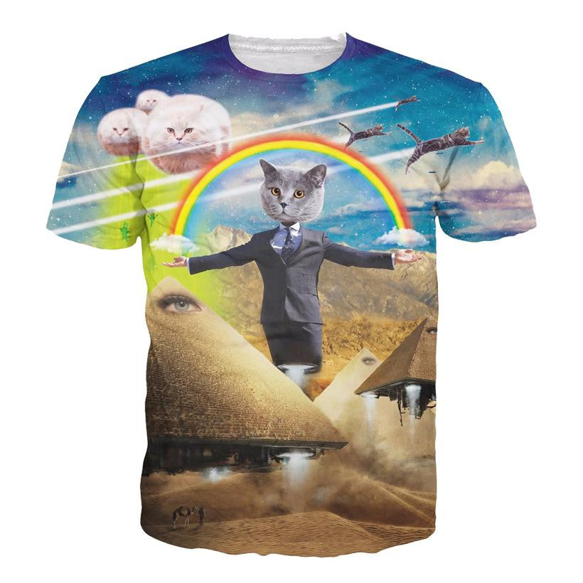 3D Allover Graphic Print Cat Tshirts - TshirtNow.net - 1