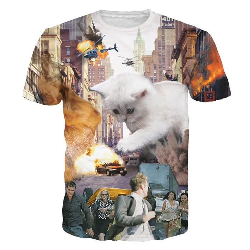 3D Allover Graphic Print Cat Tshirts - TshirtNow.net - 4