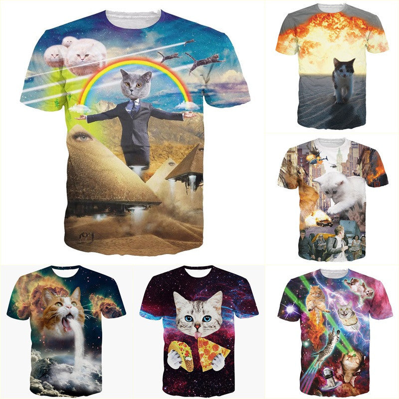 3D Allover Graphic Print Cat Tshirts - TshirtNow.net - 6
