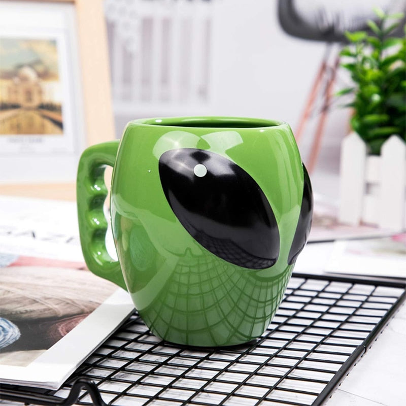 Outer-Space Alien Shape Glazed Ceramic Coffee/Tea/Milk Mugs