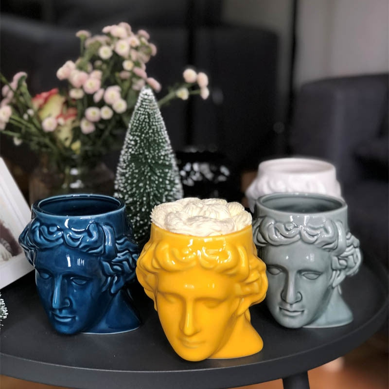 Limited Edition Apollo David Head Sculptured 3D Ceramic Milk/Coffee/Tea Mugs