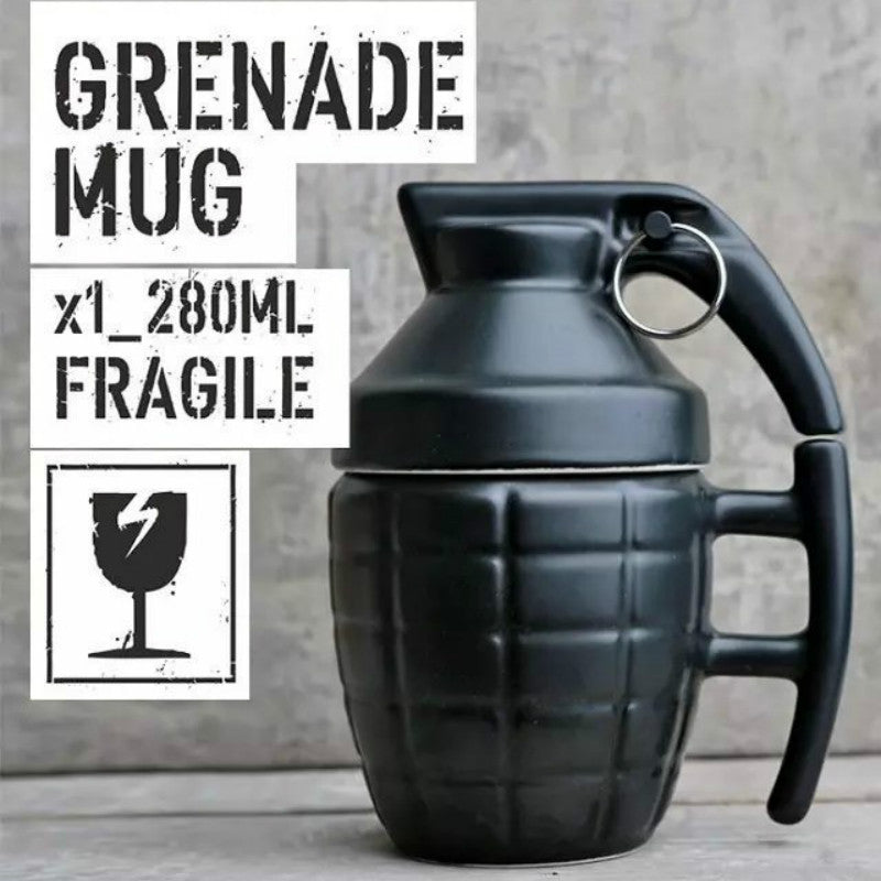 Cool Army Grenade Monolayer Ceramic Coffee/Tea Cup with Lid Ideal for Office/Personal Use