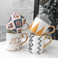 Thumbnail for Abstract Collection Single Layered Nordic Style Gold Handle Ceramic Coffee/Tea Mugs