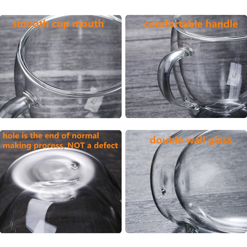 Heat Resistant Borosilicate Double-Wall Glass Mugs