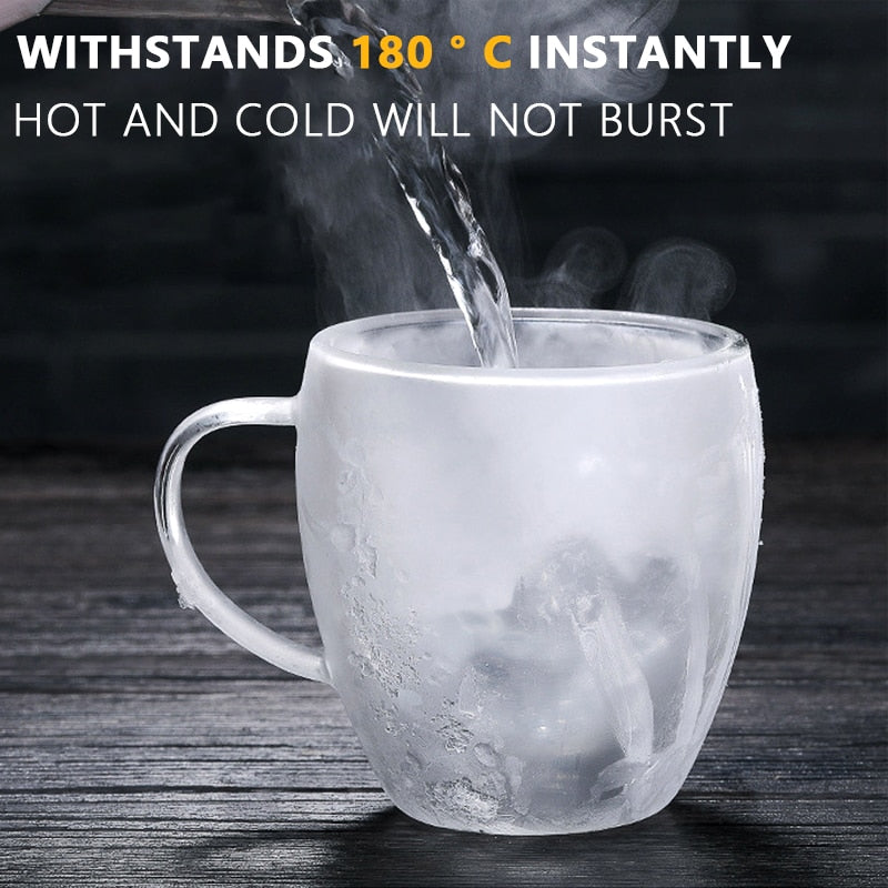 Heat Resistant Borosilicate Double-Wall Glass Mugs