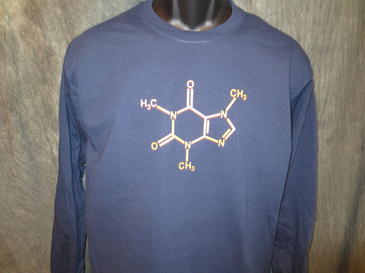Caffeine Molecule Navy Blue Tshirt With Yellow Print - TshirtNow.net - 4