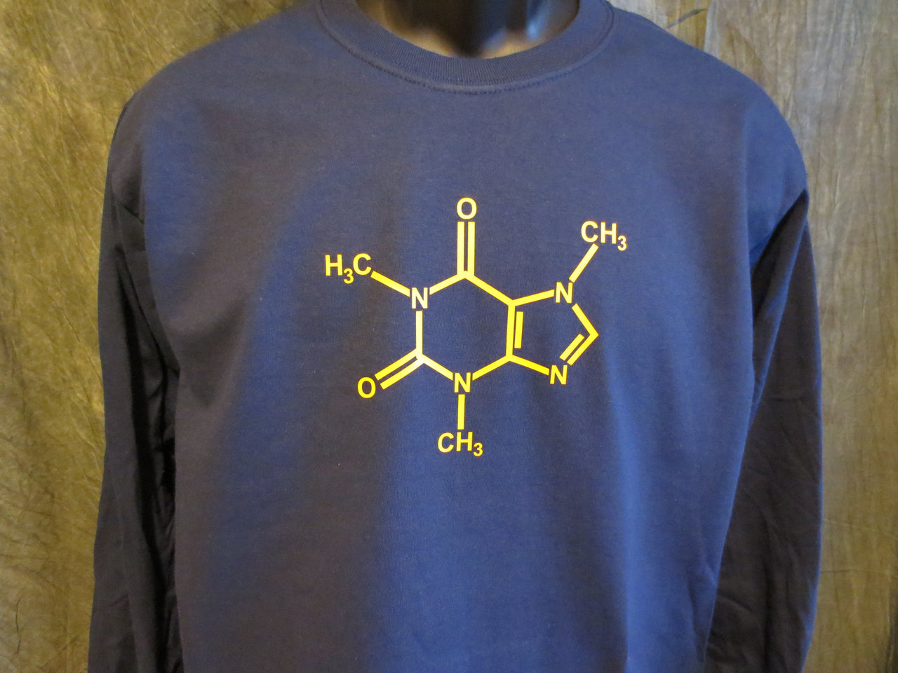 Caffeine Molecule Navy Blue Tshirt With Yellow Print - TshirtNow.net - 6