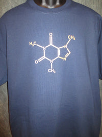 Thumbnail for Caffeine Molecule Navy Blue Tshirt With Yellow Print - TshirtNow.net - 3